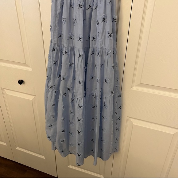 Ann Mashburn Blue Floral Printed Ruched Waist Long Dress Womens XS 100% Cotton - Picture 6 of 14